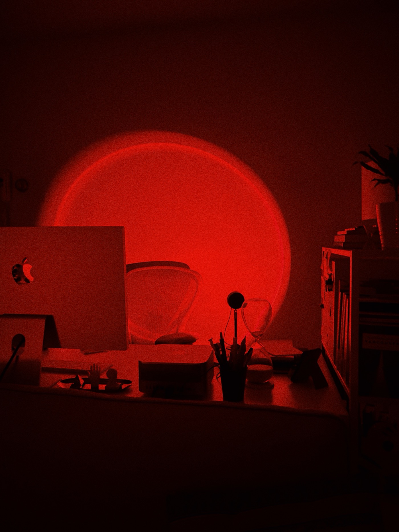 Studio bathed in red light